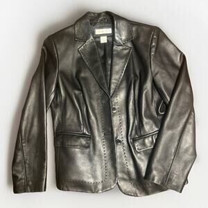 Preston & York Jacket Women's Medium Black 3 Button Genuine Leather Size S